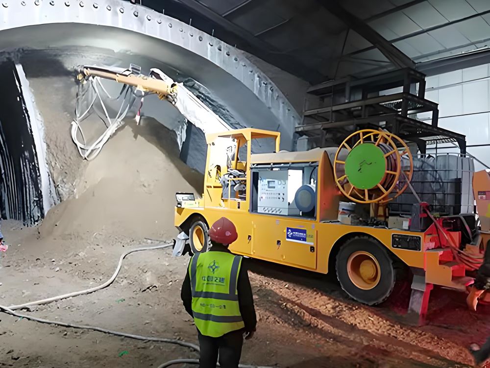 與傳統(tǒng)干噴機(jī)相比，混凝土濕噴機(jī)械手在隧道初期支護(hù)中的顯著優(yōu)勢(shì)(圖1)